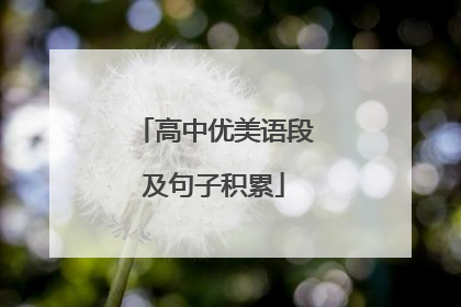 高中优美语段及句子积累