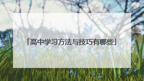 高中学习方法与技巧有哪些