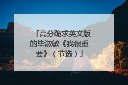 高分跪求英文版的毕淑敏《我很重要》（节选）