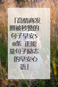 高情商发圈被秒赞的句子早安50条 正能量句子励志 的早安心语