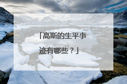 高斯的生平事迹有哪些?