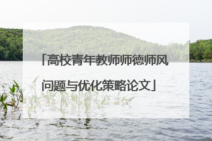 高校青年教师师德师风问题与优化策略论文
