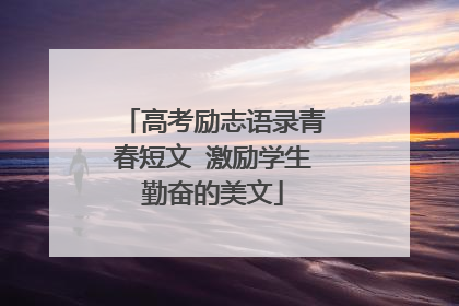 高考励志语录青春短文 激励学生勤奋的美文