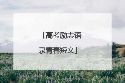 高考励志语录青春短文