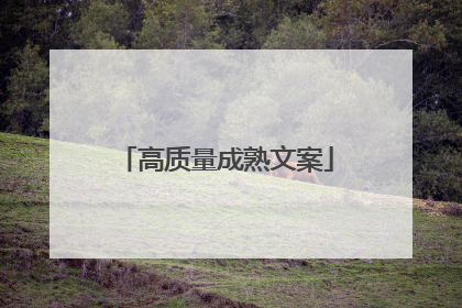 高质量成熟文案