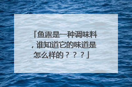 鱼露是一种调味料，谁知道它的味道是怎么样的？？？