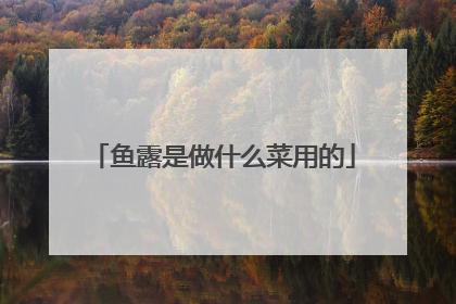 鱼露是做什么菜用的