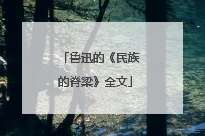 鲁迅的《民族的脊梁》全文