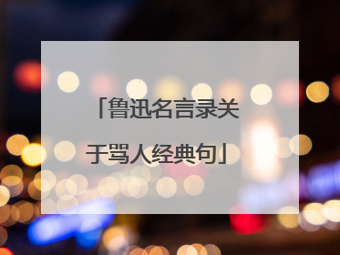 鲁迅名言录关于骂人经典句