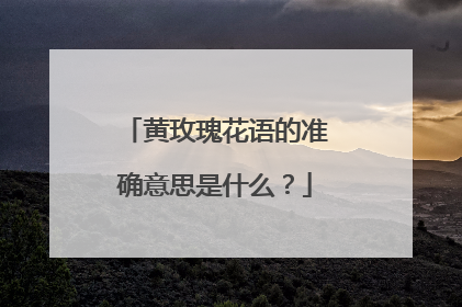 黄玫瑰花语的准确意思是什么？