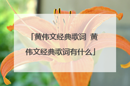 黄伟文经典歌词 黄伟文经典歌词有什么