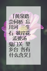 黄泉路 奈何桥 忘川河 三生石 彼岸花 孟婆汤 鬼门关 望乡台 各有什么含义