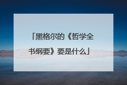 黑格尔的《哲学全书纲要》要是什么