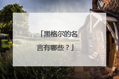 黑格尔的名言有哪些?