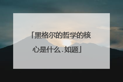 黑格尔的哲学的核心是什么.如题