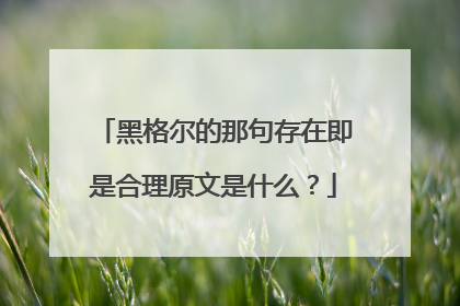 黑格尔的那句存在即是合理原文是什么？