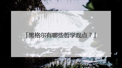 黑格尔有哪些哲学观点？