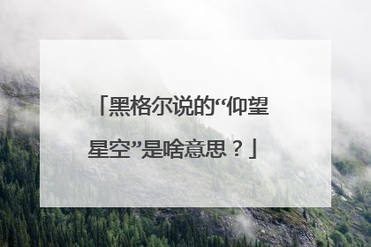 黑格尔说的“仰望星空”是啥意思？