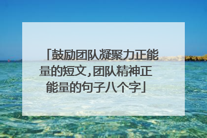 鼓励团队凝聚力正能量的短文,团队精神正能量的句子八个字