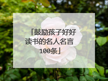 鼓励孩子好好读书的名人名言100条