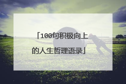 100句积极向上的人生哲理语录