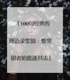 100句经典哲理语录集锦：惟坚韧者始能遂其志