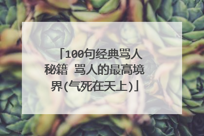 100句经典骂人秘籍 骂人的最高境界(气死在天上)