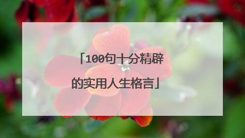 100句十分精辟的实用人生格言