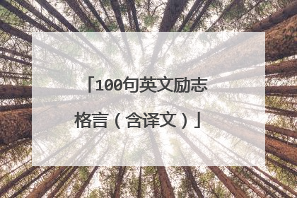 100句英文励志格言（含译文）