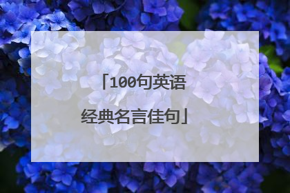 100句英语经典名言佳句