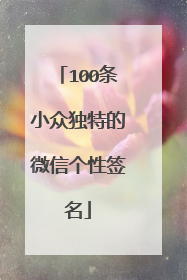 100条小众独特的微信个性签名