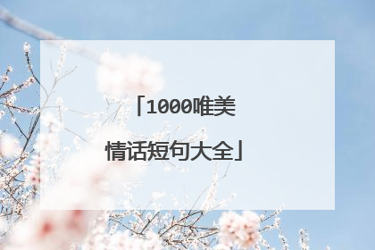 1000唯美情话短句大全
