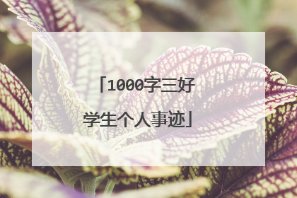 1000字三好学生个人事迹