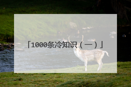 1000条冷知识(一)