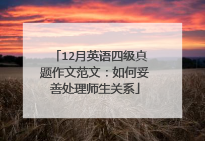 12月英语四级真题作文范文:如何妥善处理师生关系