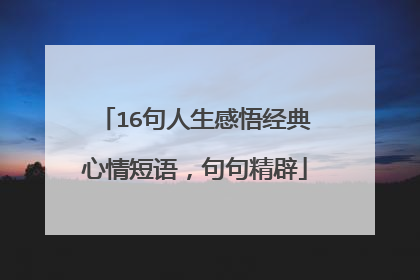 16句人生感悟经典心情短语,句句精辟