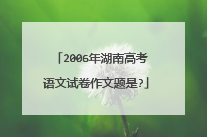 2006年湖南高考语文试卷作文题是?