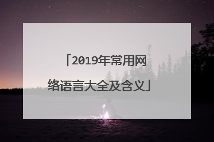 2019年常用网络语言大全及含义