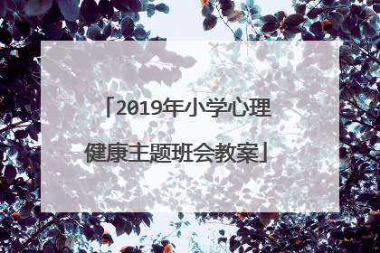 2019年小学心理健康主题班会教案