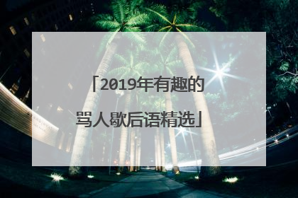 2019年有趣的骂人歇后语精选
