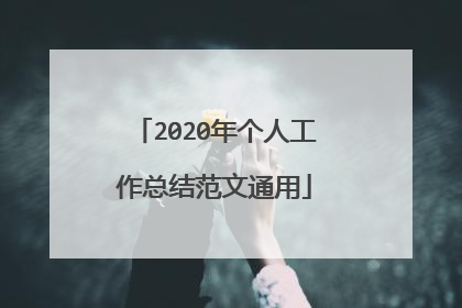 2020年个人工作总结范文通用