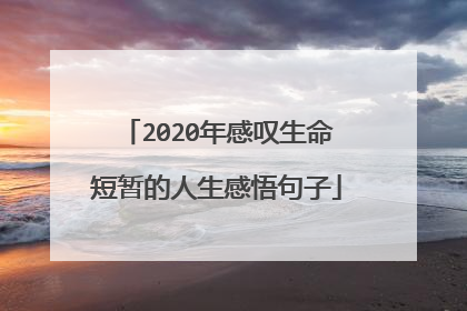 2020年感叹生命短暂的人生感悟句子
