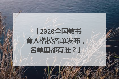 2020全国教书育人楷模名单发布,名单里都有谁?