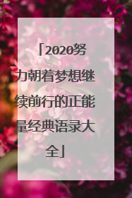 2020努力朝着梦想继续前行的正能量经典语录大全