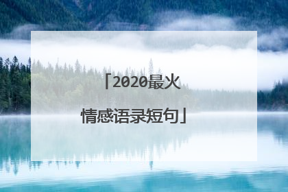 2020最火情感语录短句