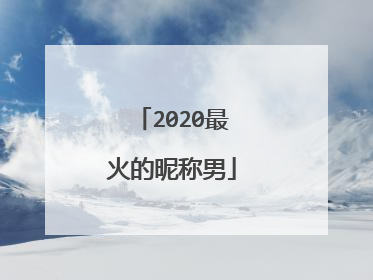2020最火的昵称男