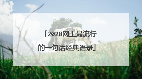2020网上最流行的一句话经典语录