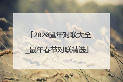 2020鼠年对联大全_鼠年春节对联精选