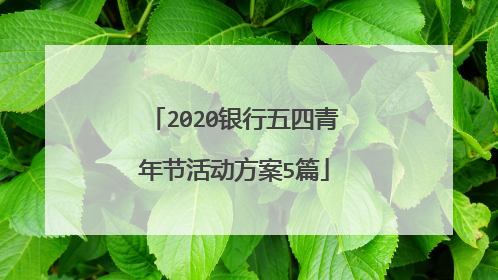 2020银行五四青年节活动方案5篇