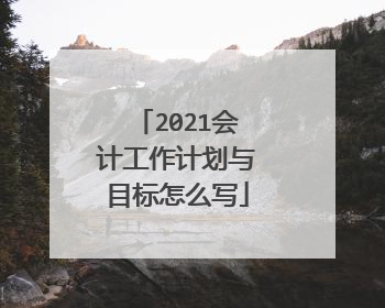 2021会计工作计划与目标怎么写